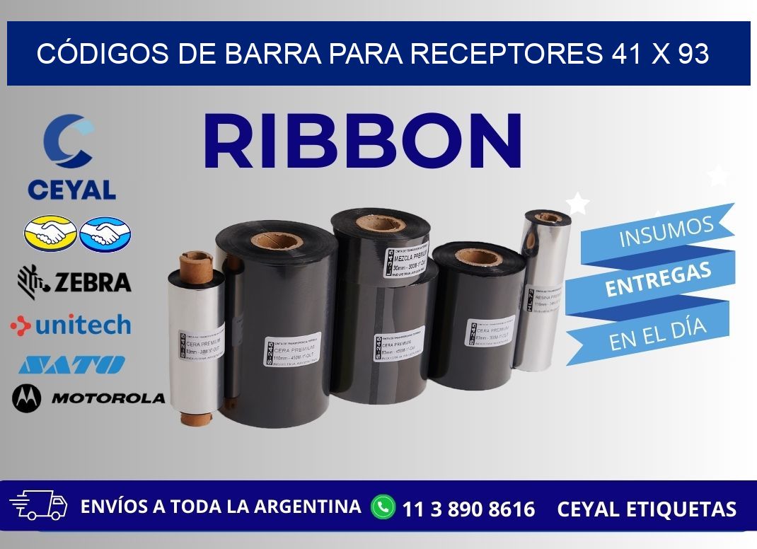 CÓDIGOS DE BARRA PARA RECEPTORES 41 x 93
