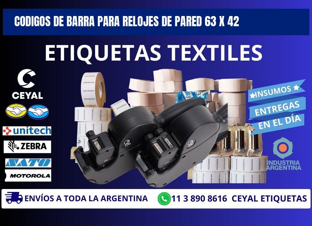 CODIGOS DE BARRA PARA RELOJES DE PARED 63 x 42