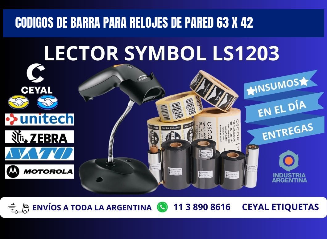 CODIGOS DE BARRA PARA RELOJES DE PARED 63 x 42
