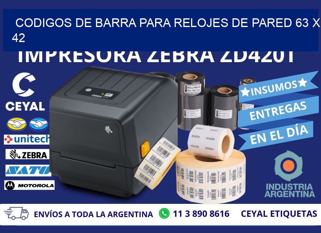 CODIGOS DE BARRA PARA RELOJES DE PARED 63 x 42