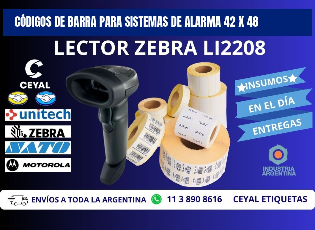 CÓDIGOS DE BARRA PARA SISTEMAS DE ALARMA 42 x 48