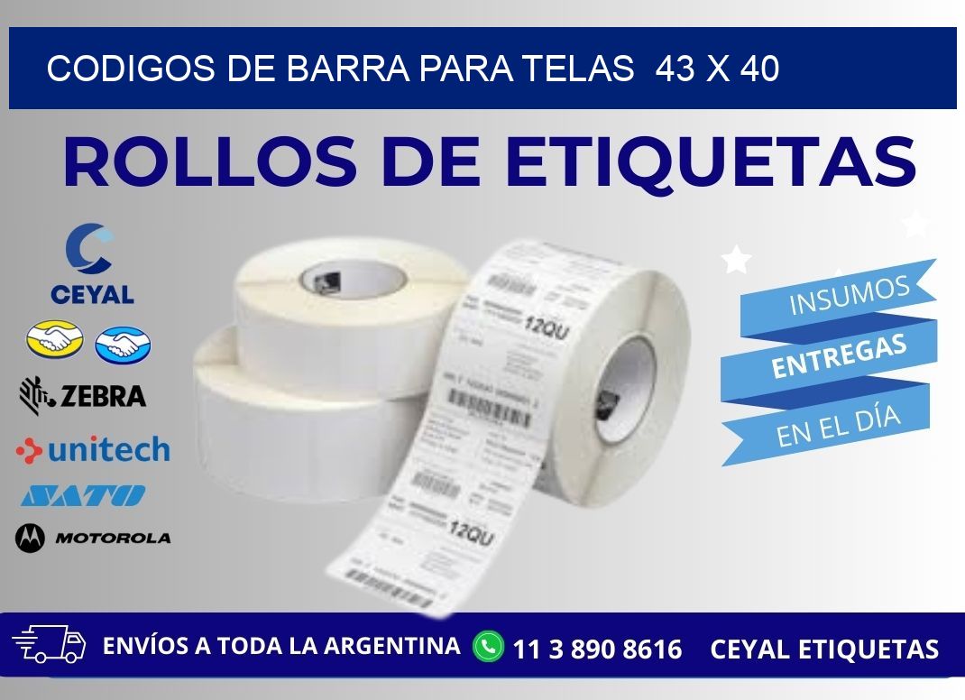 CODIGOS DE BARRA PARA TELAS  43 x 40
