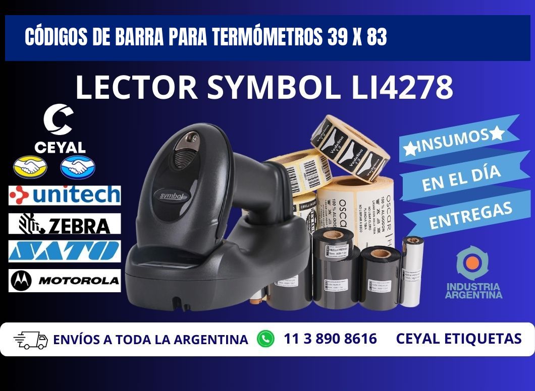 CÓDIGOS DE BARRA PARA TERMÓMETROS 39 x 83