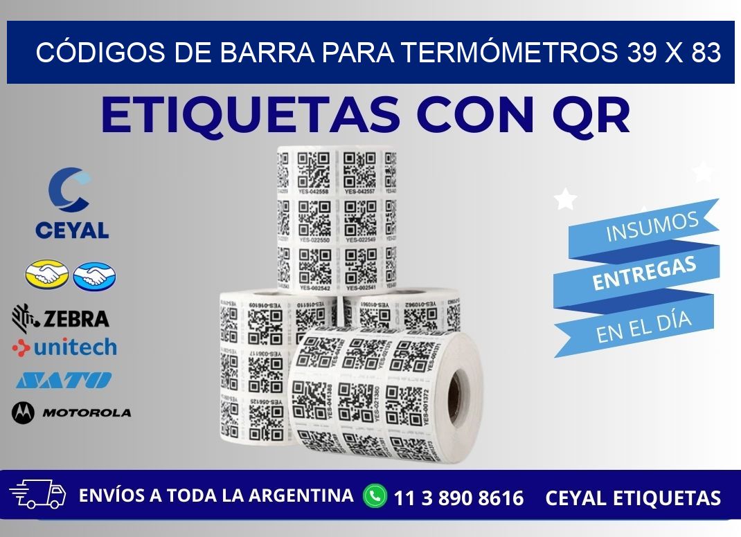 CÓDIGOS DE BARRA PARA TERMÓMETROS 39 x 83