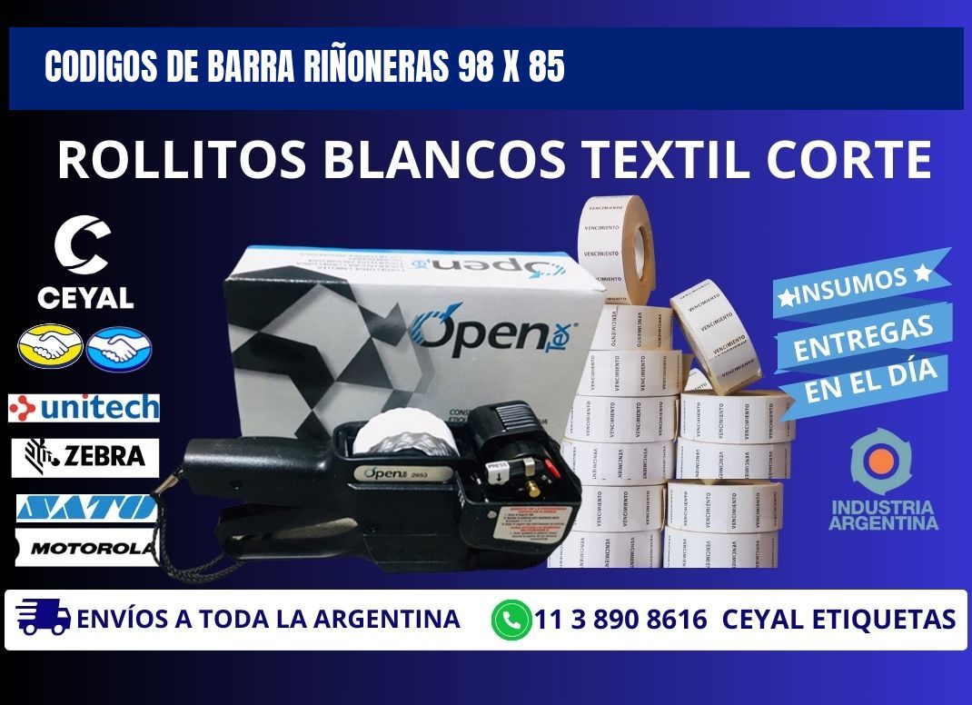 CODIGOS DE BARRA RIÑONERAS 98 x 85