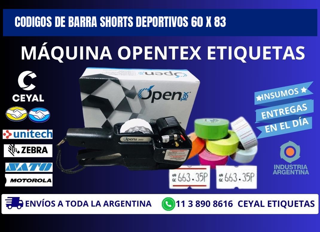 CODIGOS DE BARRA SHORTS DEPORTIVOS 60 x 83