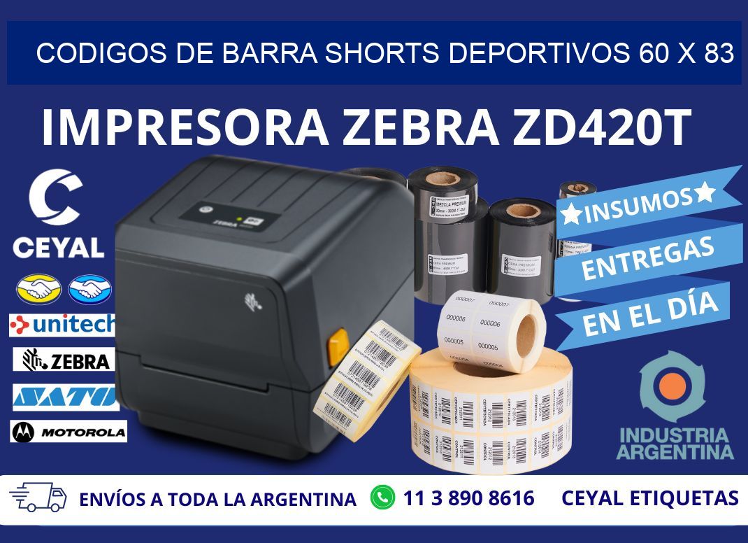 CODIGOS DE BARRA SHORTS DEPORTIVOS 60 x 83