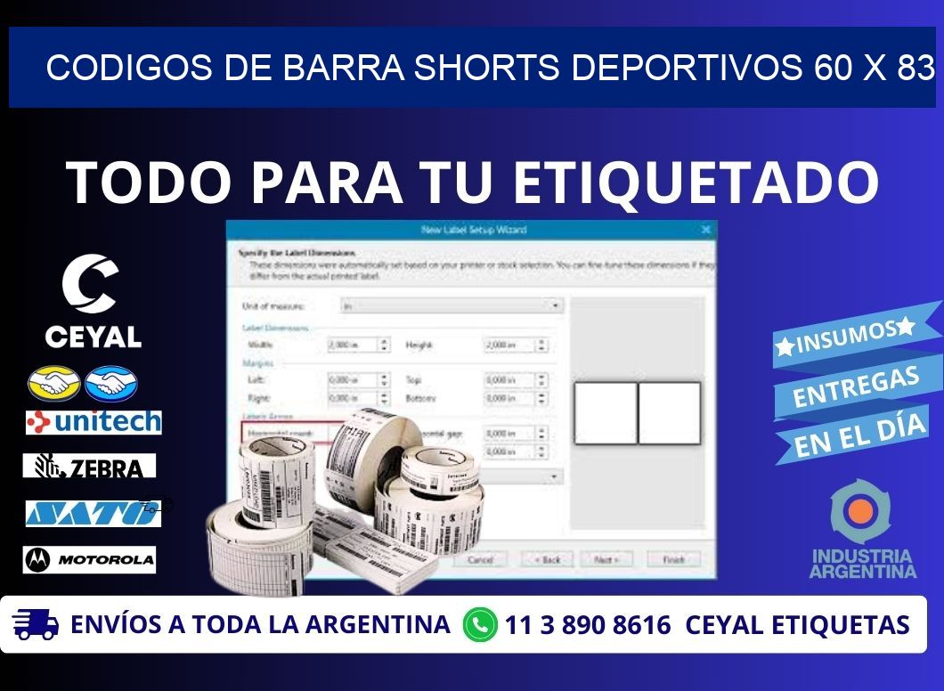 CODIGOS DE BARRA SHORTS DEPORTIVOS 60 x 83