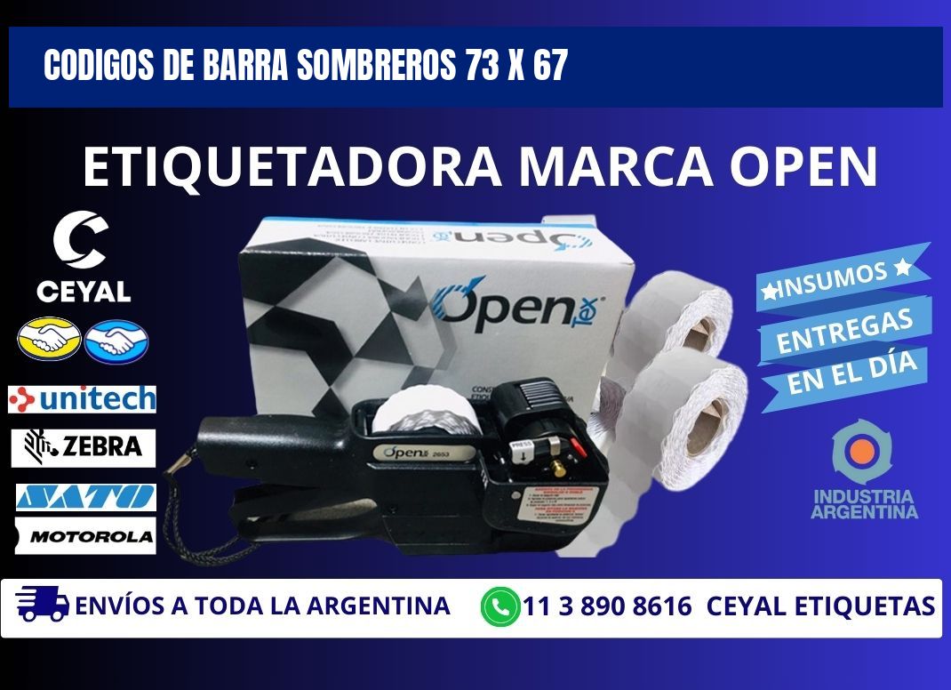 CODIGOS DE BARRA SOMBREROS 73 x 67