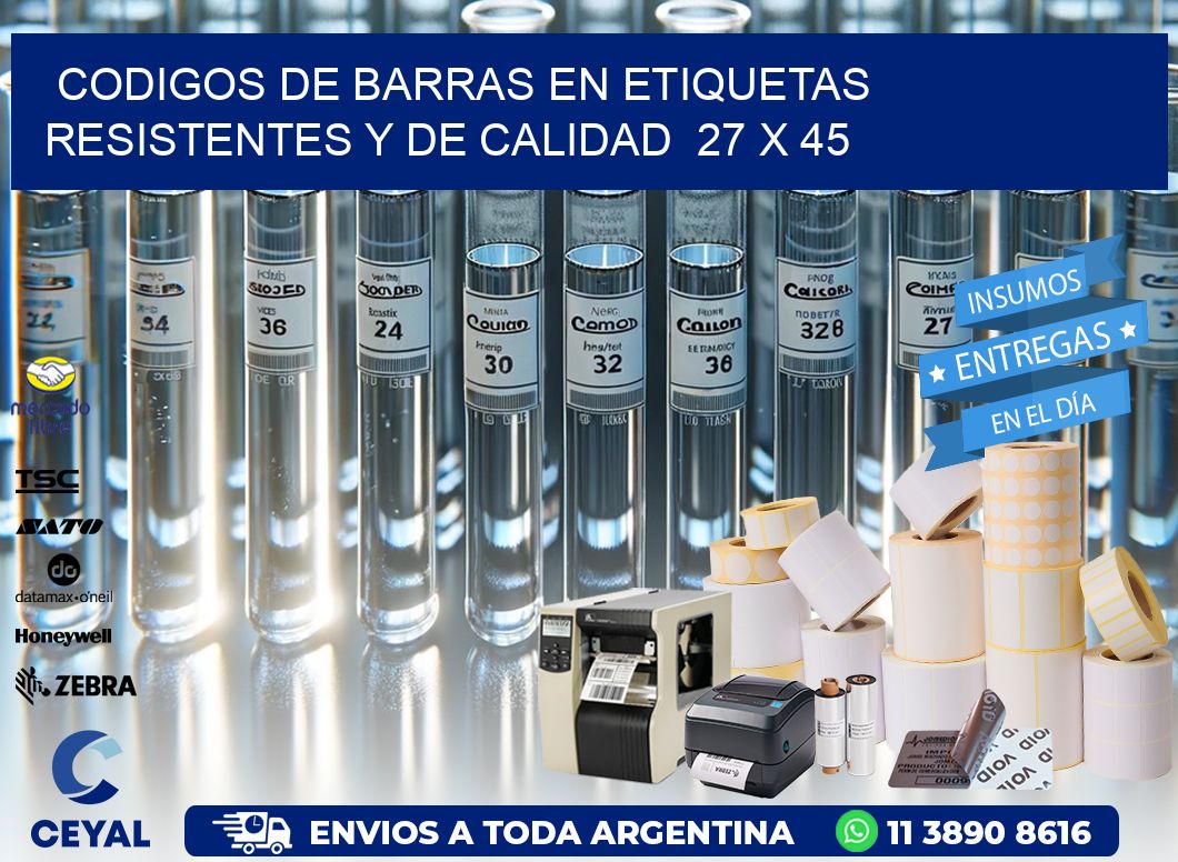 Codigos de Barras en Etiquetas Resistentes y de Calidad  27 x 45