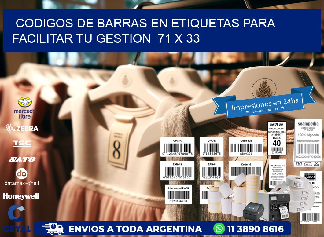 Codigos de Barras en Etiquetas para Facilitar tu Gestion  71 x 33