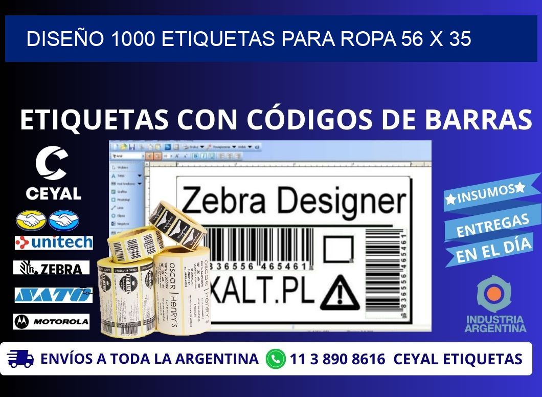 DISEÑO 1000 ETIQUETAS PARA ROPA 56 x 35