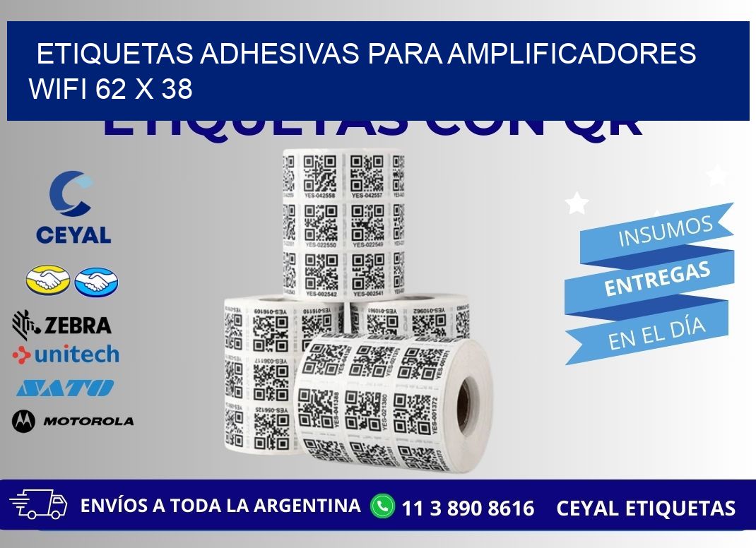 ETIQUETAS ADHESIVAS PARA AMPLIFICADORES WIFI 62 x 38