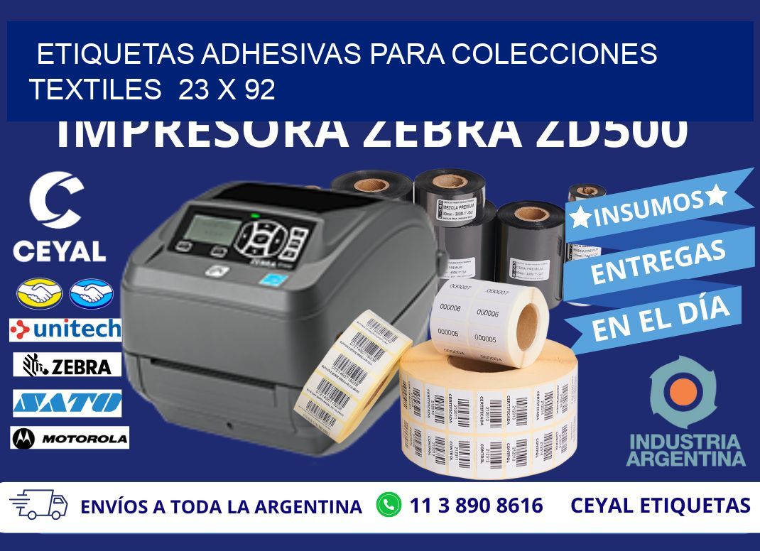 ETIQUETAS ADHESIVAS PARA COLECCIONES TEXTILES  23 x 92