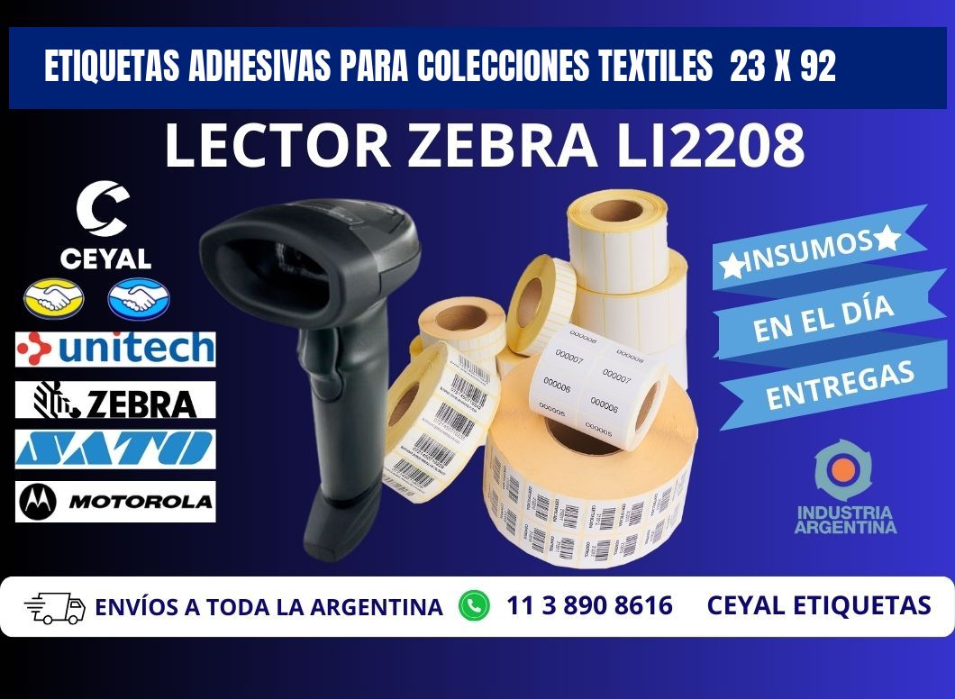 ETIQUETAS ADHESIVAS PARA COLECCIONES TEXTILES  23 x 92