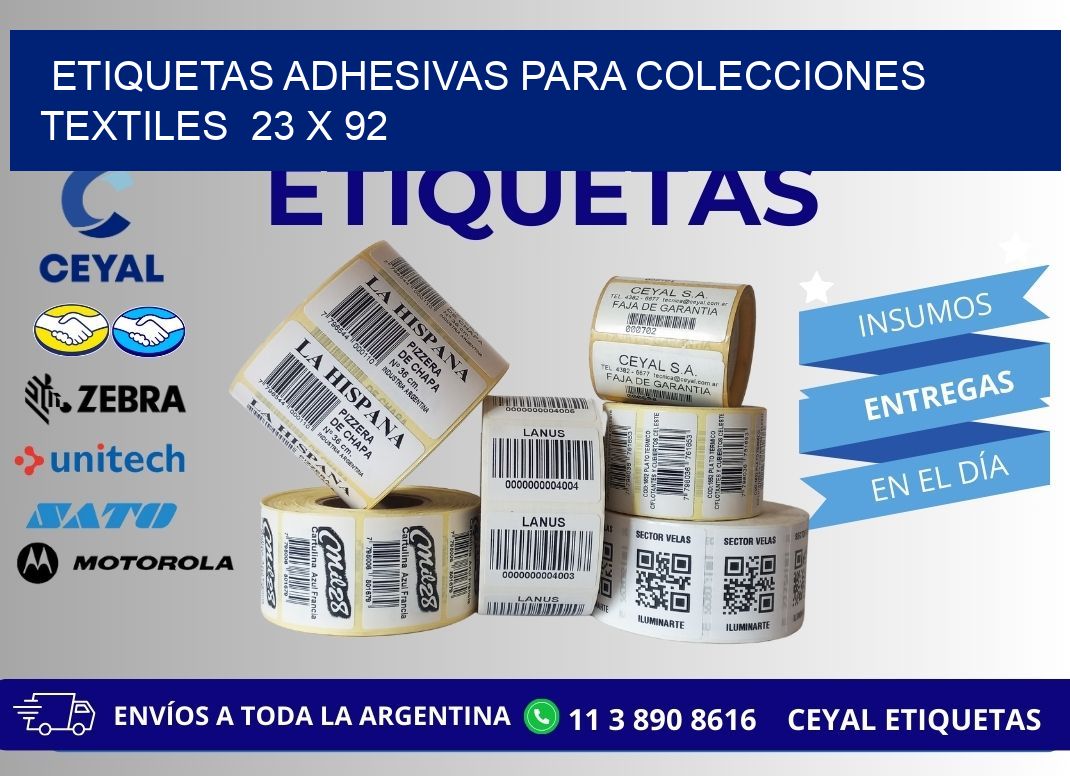 ETIQUETAS ADHESIVAS PARA COLECCIONES TEXTILES  23 x 92