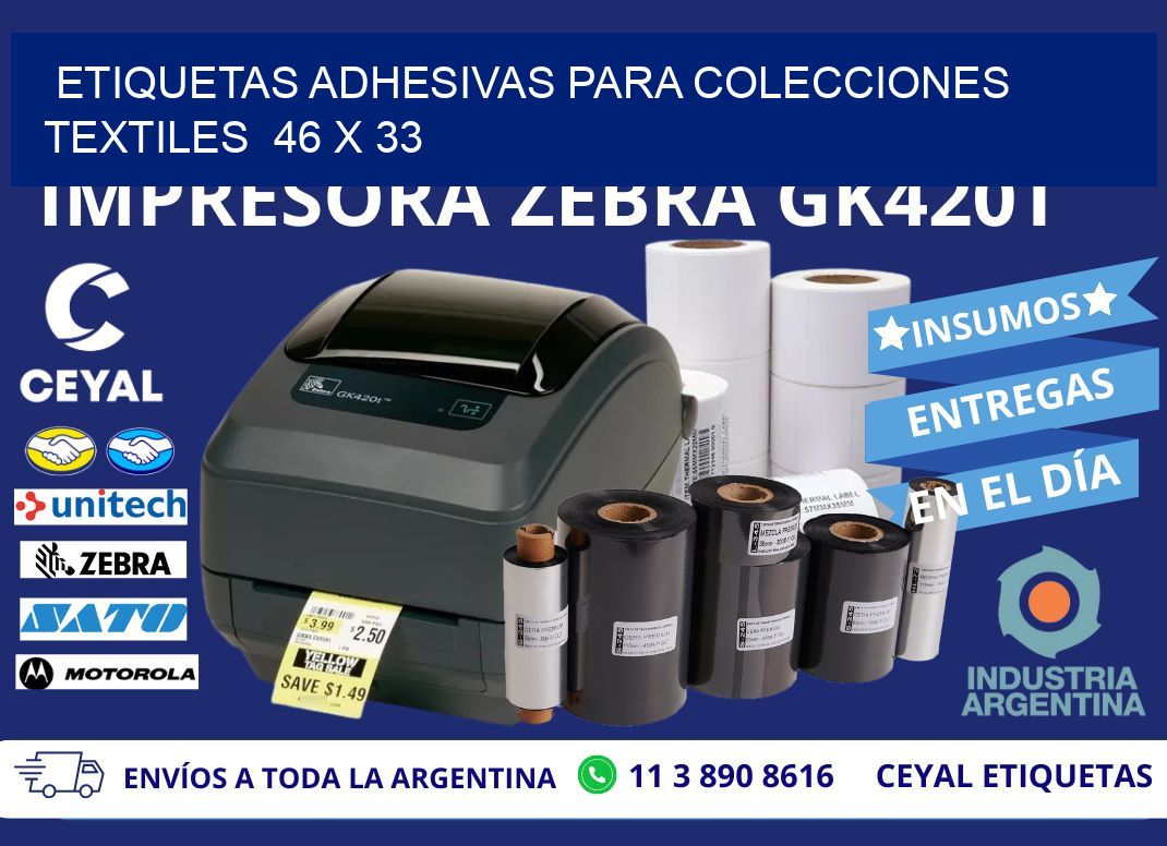 ETIQUETAS ADHESIVAS PARA COLECCIONES TEXTILES  46 x 33