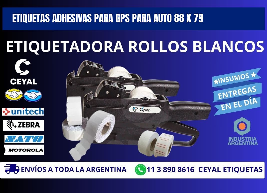 ETIQUETAS ADHESIVAS PARA GPS PARA AUTO 88 x 79