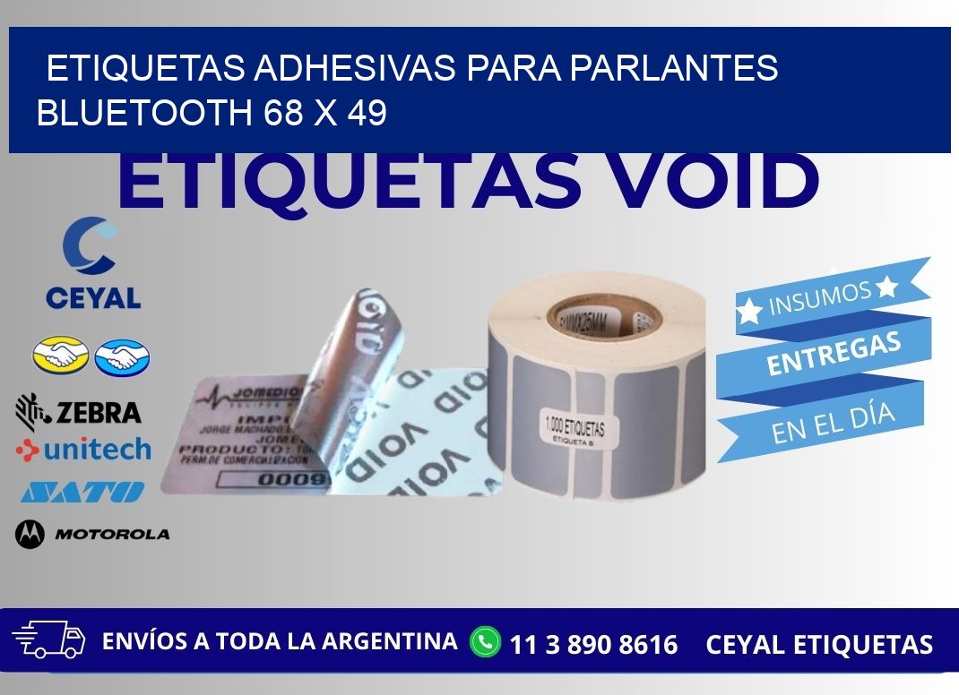 ETIQUETAS ADHESIVAS PARA PARLANTES BLUETOOTH 68 x 49