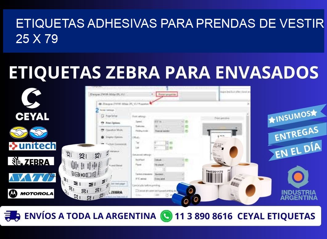 ETIQUETAS ADHESIVAS PARA PRENDAS DE VESTIR  25 x 79