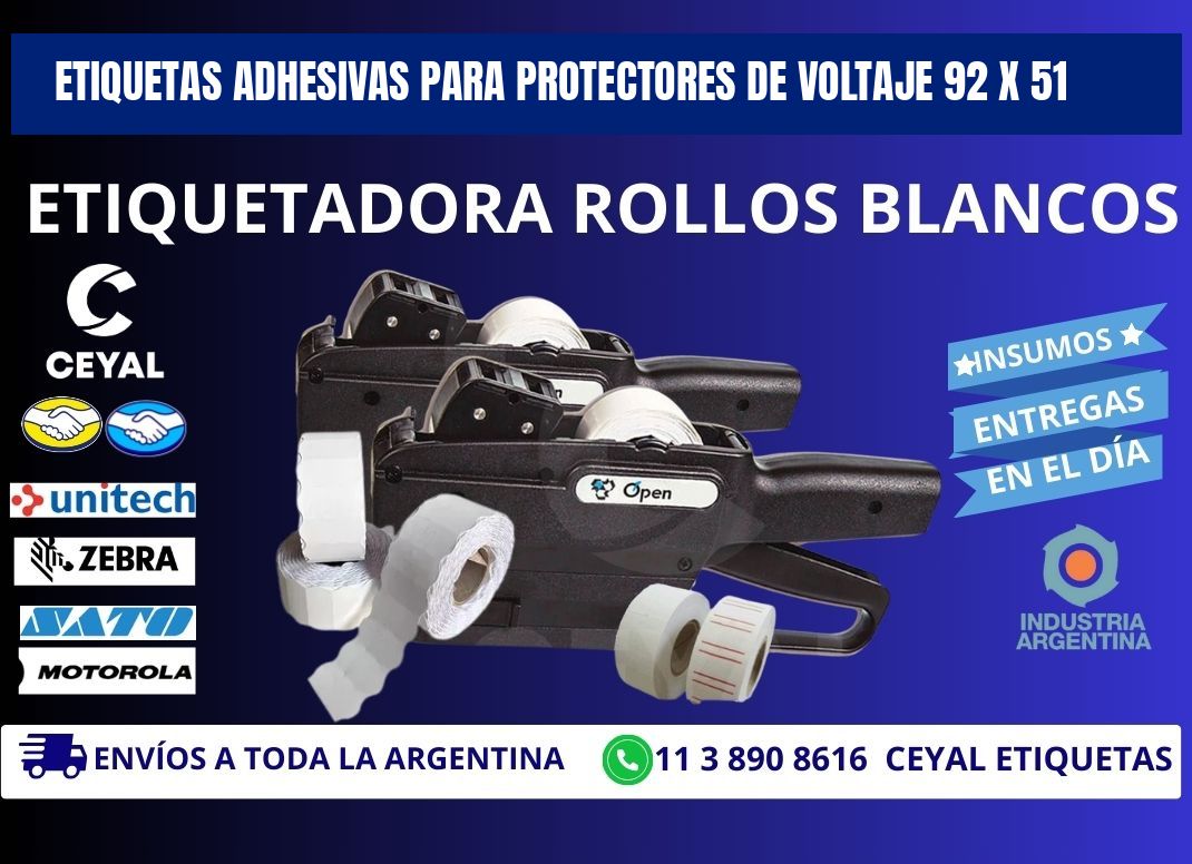 ETIQUETAS ADHESIVAS PARA PROTECTORES DE VOLTAJE 92 x 51