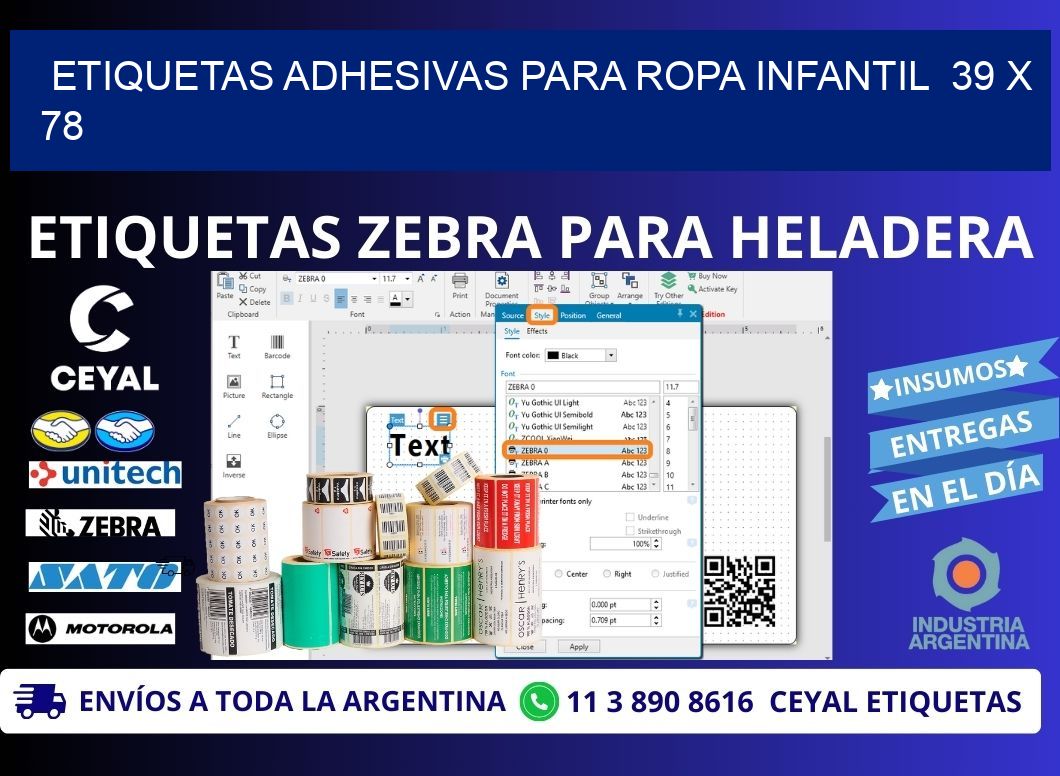 ETIQUETAS ADHESIVAS PARA ROPA INFANTIL  39 x 78