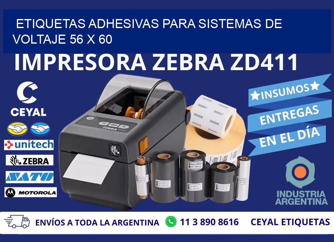 ETIQUETAS ADHESIVAS PARA SISTEMAS DE VOLTAJE 56 x 60