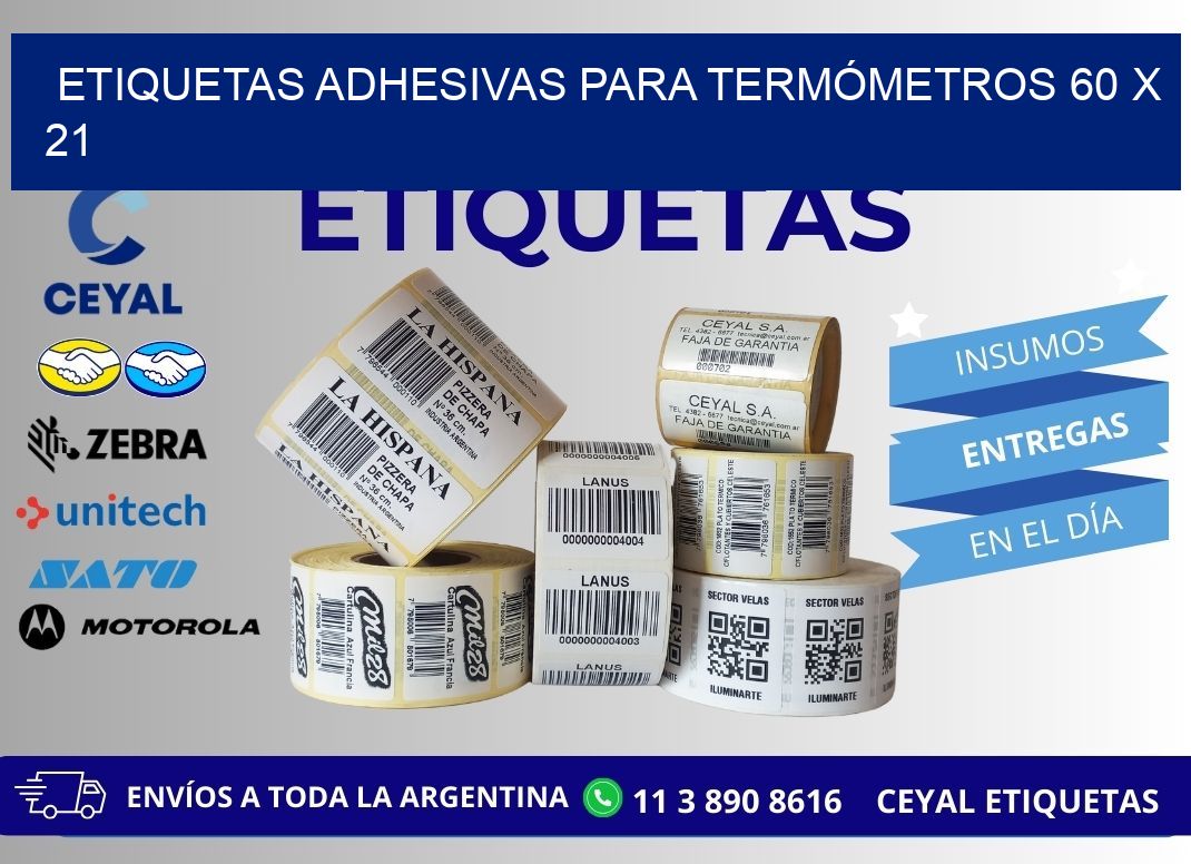 ETIQUETAS ADHESIVAS PARA TERMÓMETROS 60 x 21
