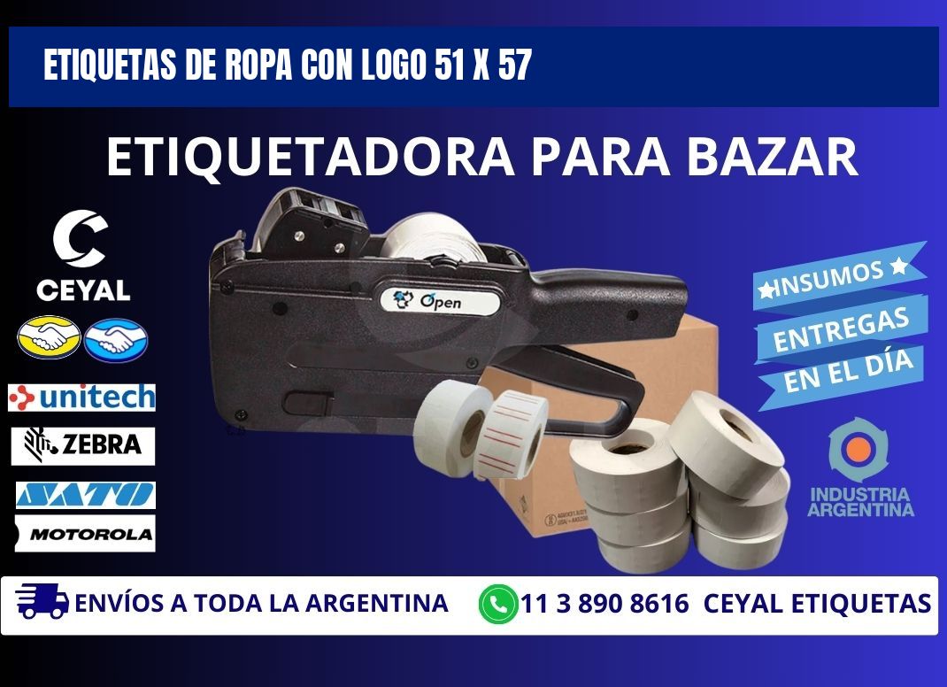 ETIQUETAS DE ROPA CON LOGO 51 x 57