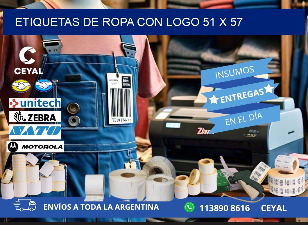 ETIQUETAS DE ROPA CON LOGO 51 x 57