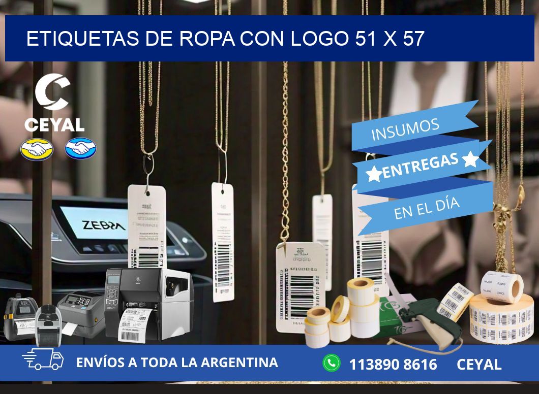ETIQUETAS DE ROPA CON LOGO 51 x 57