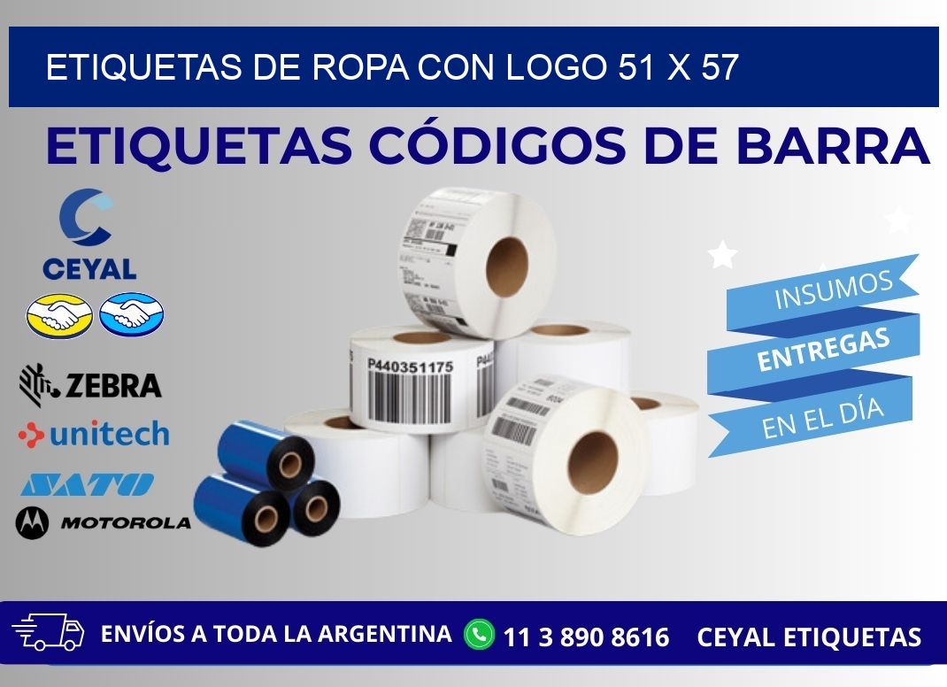 ETIQUETAS DE ROPA CON LOGO 51 x 57