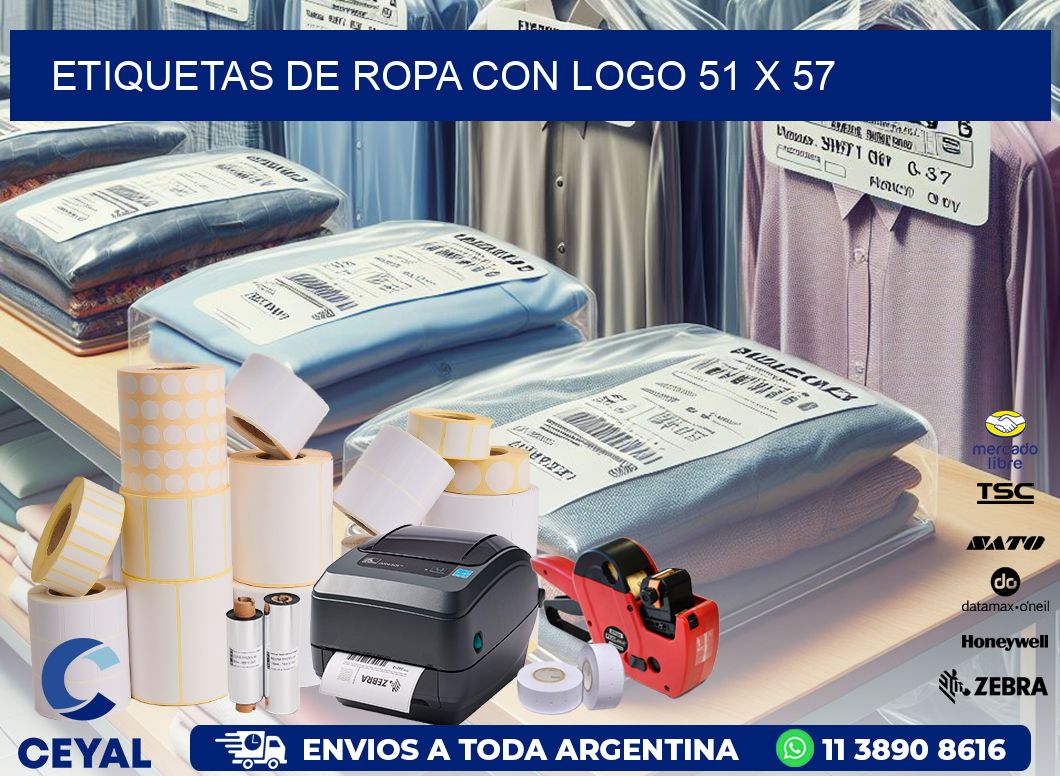 ETIQUETAS DE ROPA CON LOGO 51 x 57
