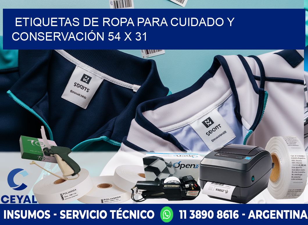 ETIQUETAS DE ROPA PARA CUIDADO Y CONSERVACIÓN 54 x 31