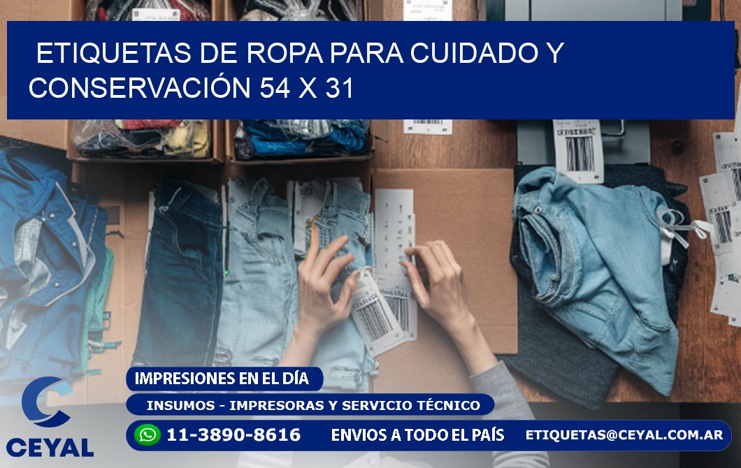 ETIQUETAS DE ROPA PARA CUIDADO Y CONSERVACIÓN 54 x 31