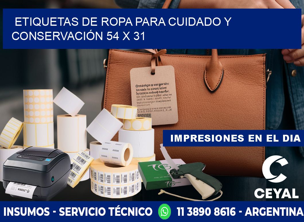 ETIQUETAS DE ROPA PARA CUIDADO Y CONSERVACIÓN 54 x 31