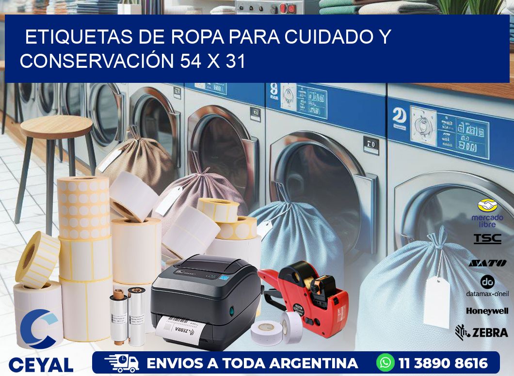 ETIQUETAS DE ROPA PARA CUIDADO Y CONSERVACIÓN 54 x 31