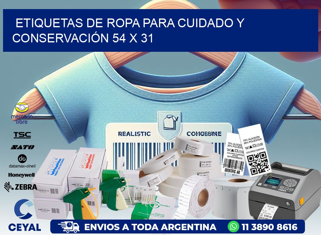 ETIQUETAS DE ROPA PARA CUIDADO Y CONSERVACIÓN 54 x 31