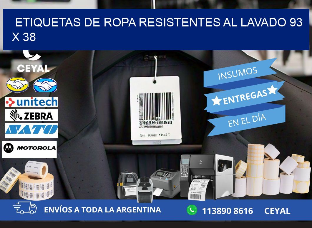 ETIQUETAS DE ROPA RESISTENTES AL LAVADO 93 x 38