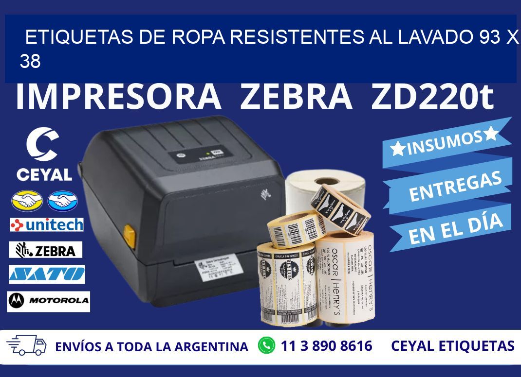 ETIQUETAS DE ROPA RESISTENTES AL LAVADO 93 x 38
