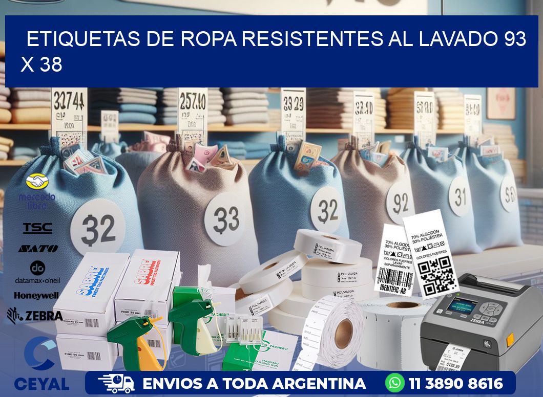 ETIQUETAS DE ROPA RESISTENTES AL LAVADO 93 x 38
