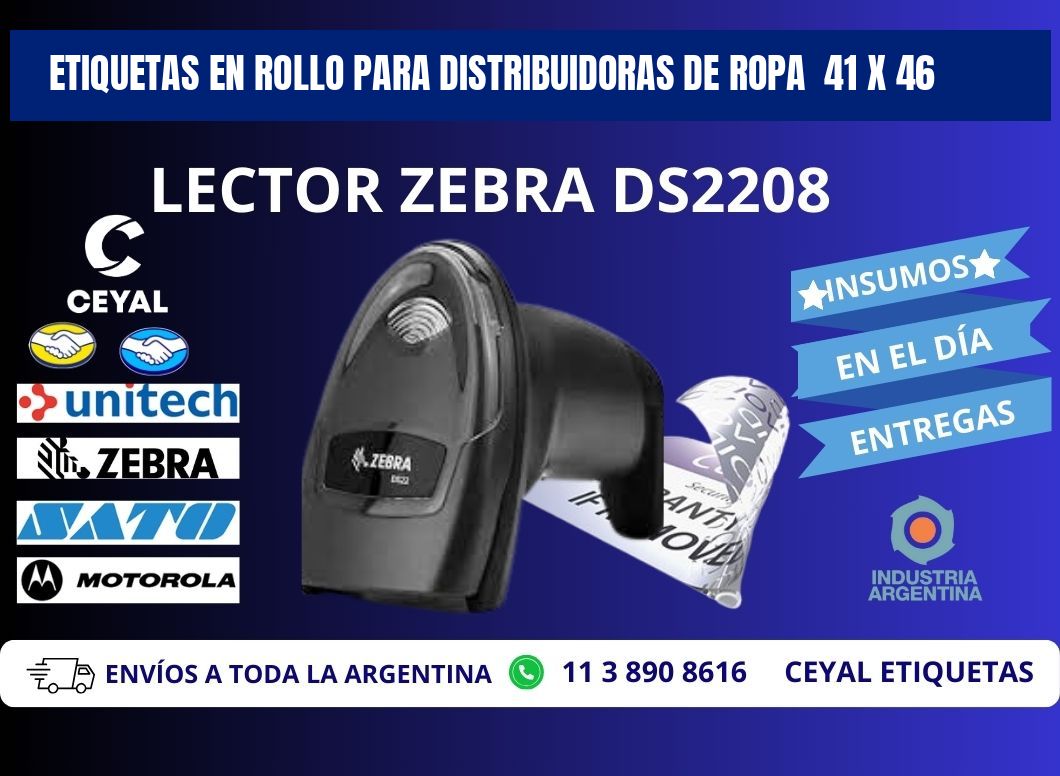 ETIQUETAS EN ROLLO PARA DISTRIBUIDORAS DE ROPA  41 x 46