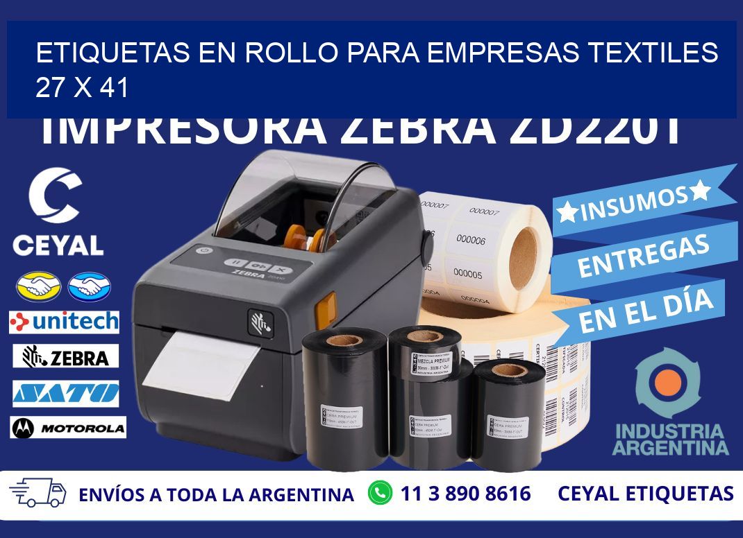 ETIQUETAS EN ROLLO PARA EMPRESAS TEXTILES  27 x 41