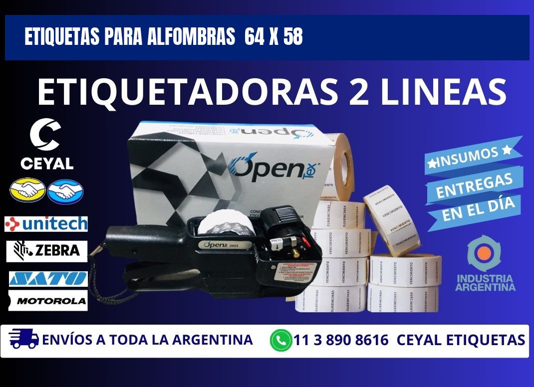 ETIQUETAS PARA ALFOMBRAS  64 x 58