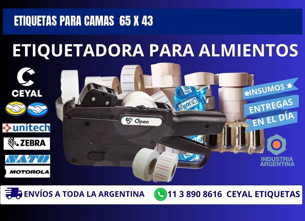 ETIQUETAS PARA CAMAS  65 x 43