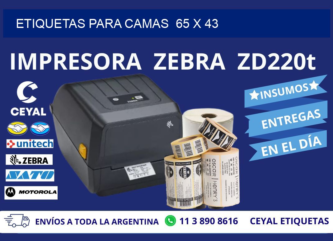 ETIQUETAS PARA CAMAS  65 x 43
