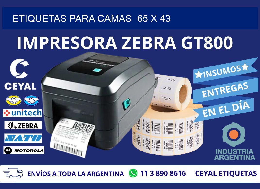 ETIQUETAS PARA CAMAS  65 x 43
