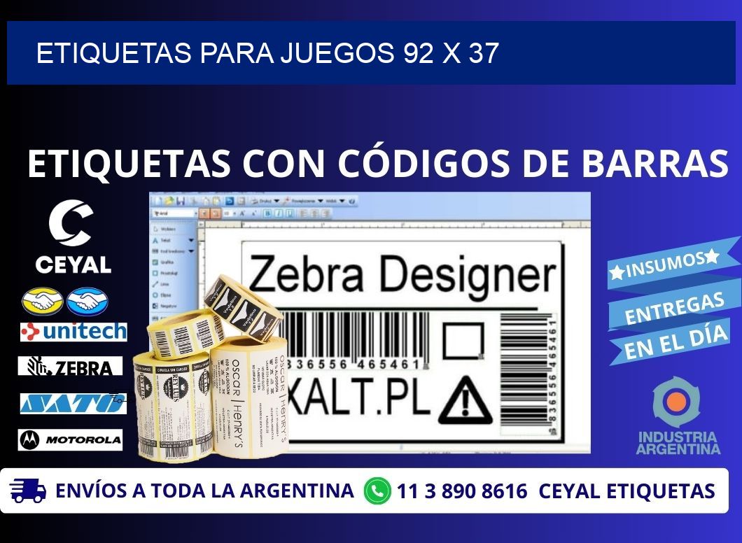 ETIQUETAS PARA JUEGOS 92 x 37