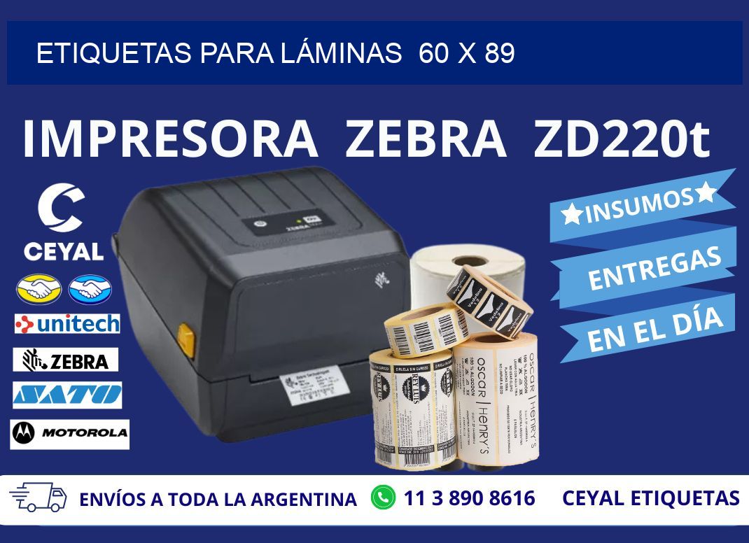 ETIQUETAS PARA LÁMINAS  60 x 89