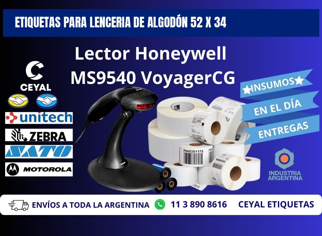 ETIQUETAS PARA LENCERIA DE ALGODÓN 52 x 34